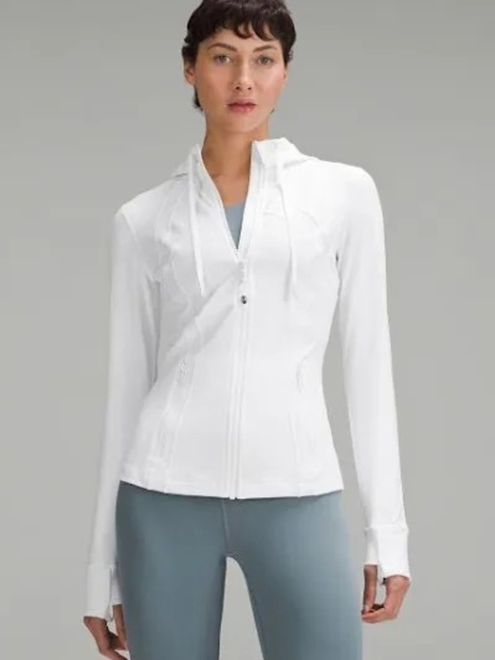 White Zip-Up Athletic Hoodie